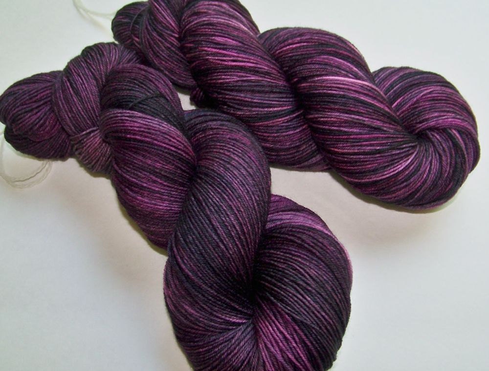 Hand Painted Superwash Merino/Nylon 4-Ply Sock Yarn -- Wild BlackBerry
