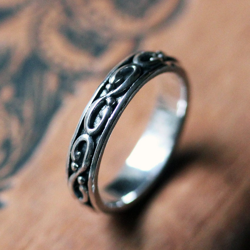 Special listing for G: Infinity wedding band - swirl - sterling silver ring- infinity - oxidized - wrought collection - size 13