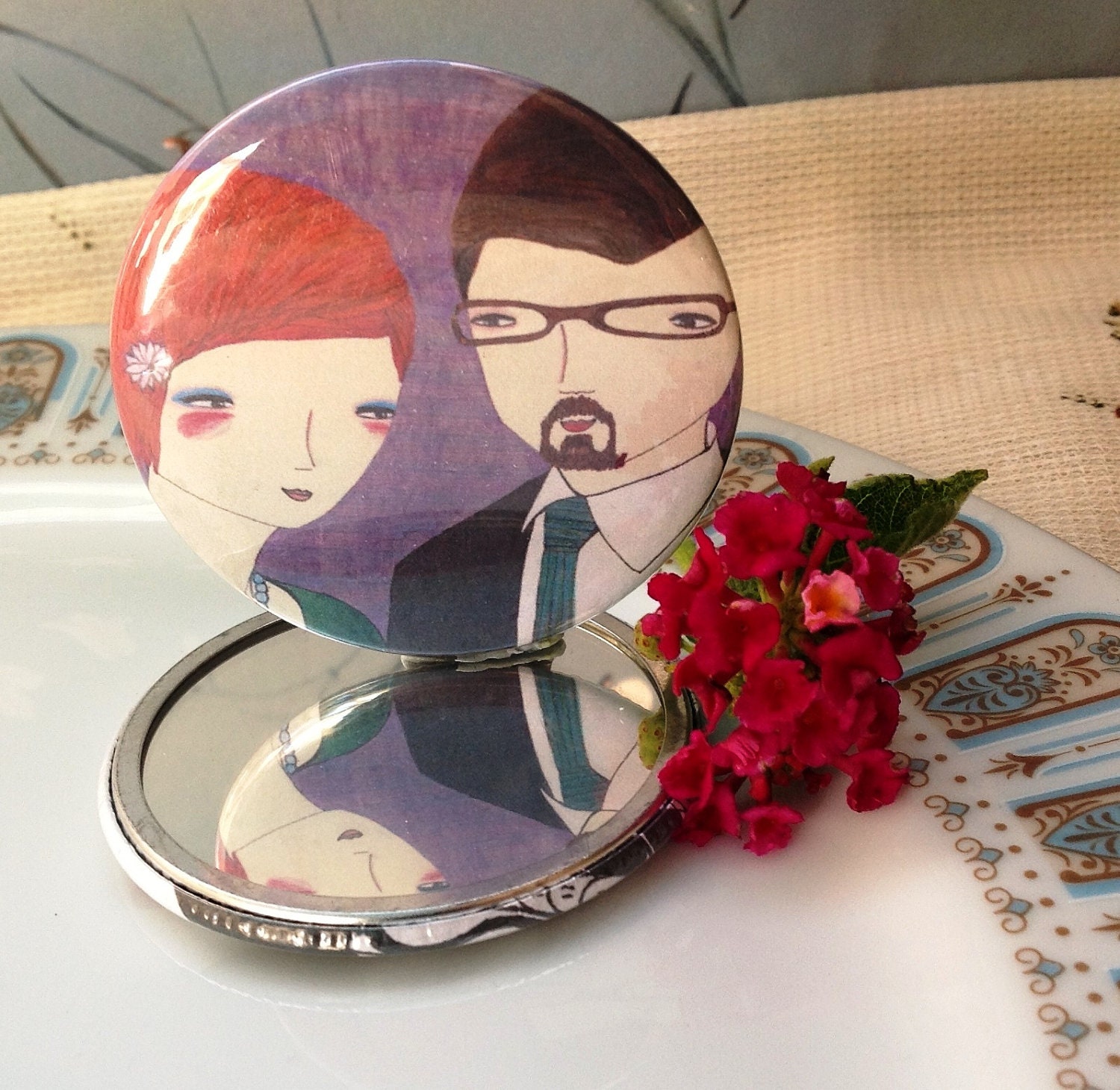 SALE couple love portrait Pocket Mirror