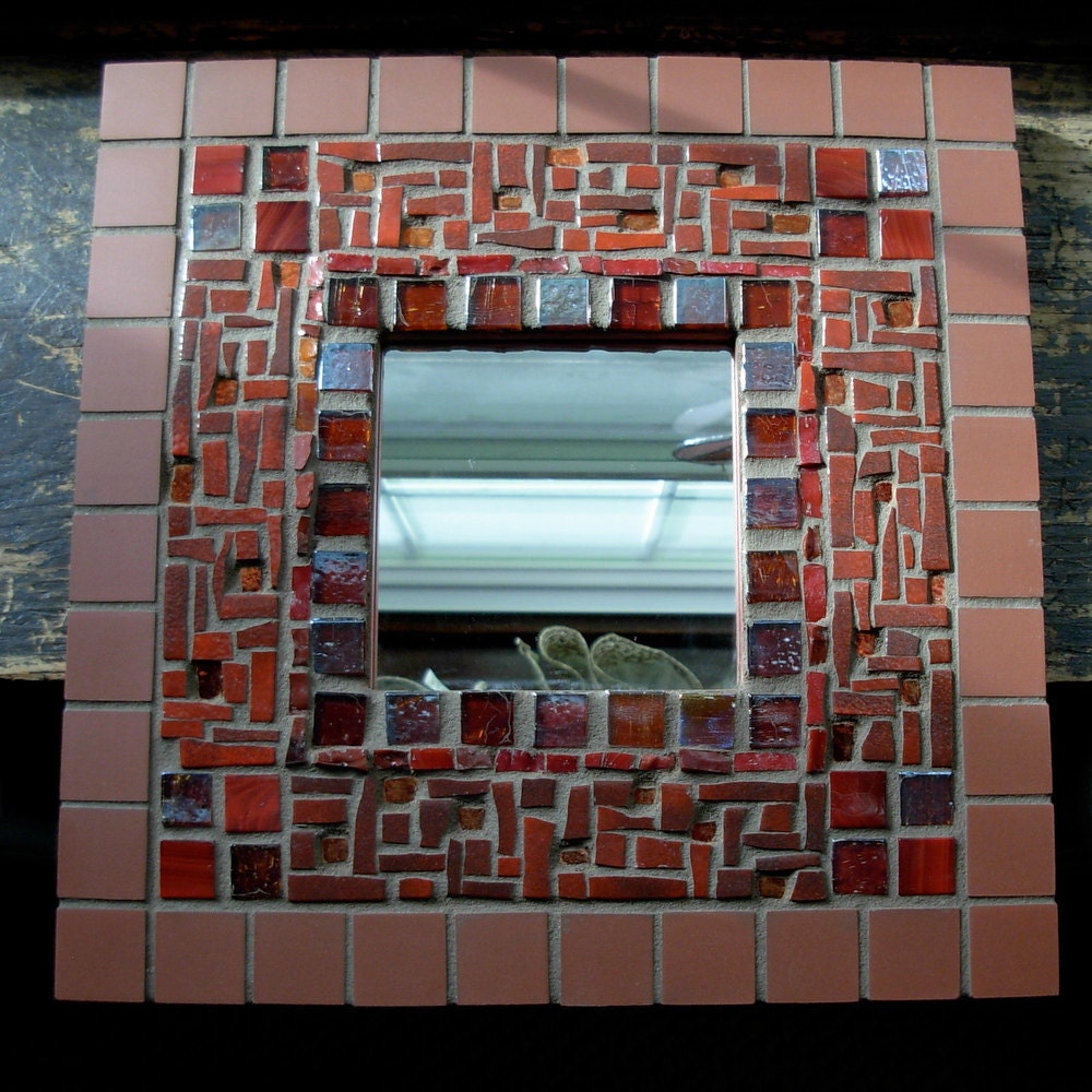 Mosaic Mirror in Terracotta and Red