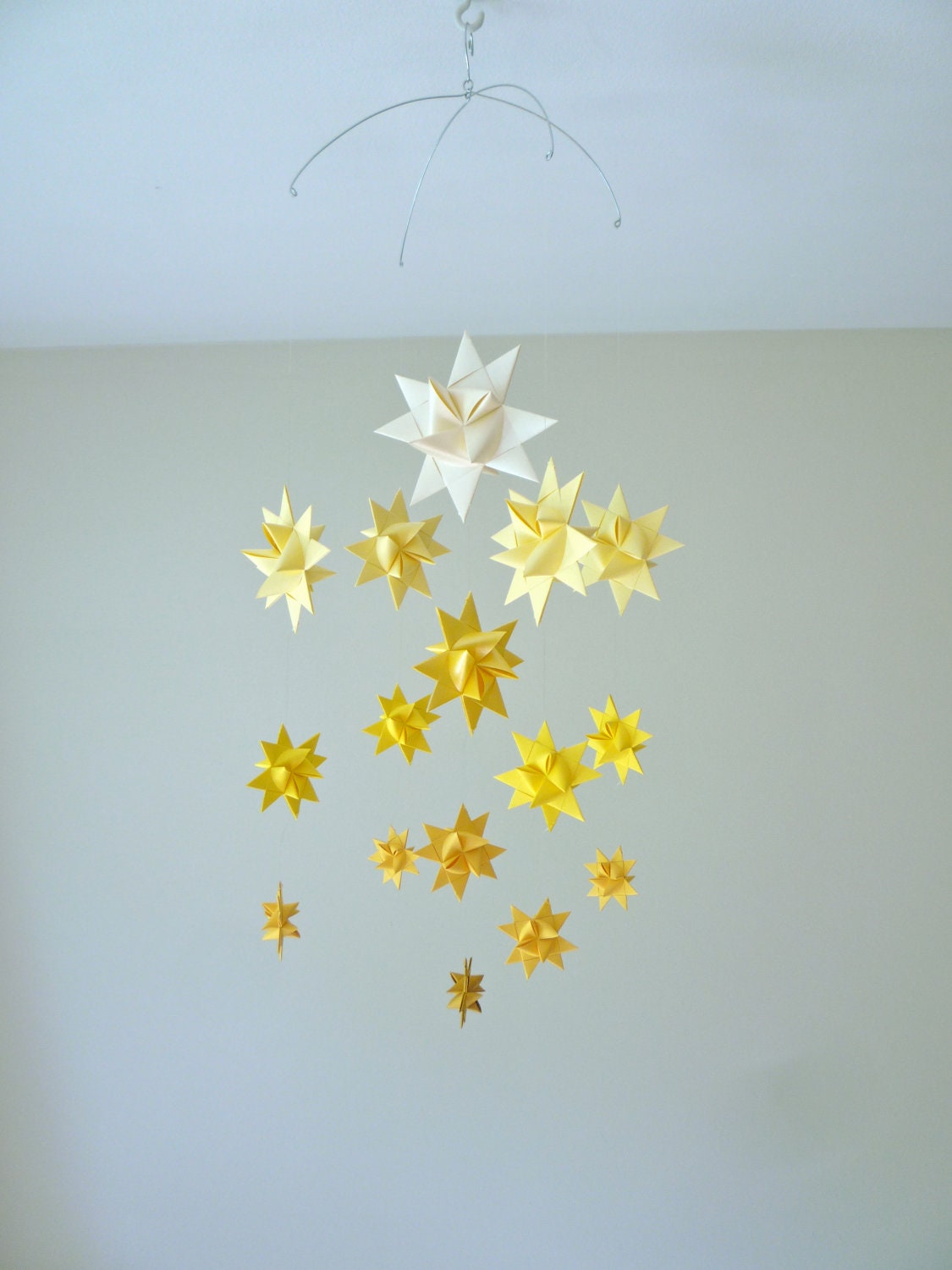 Baby Crib Mobile Hanging Origami Stars -'Milky Way' Yellows