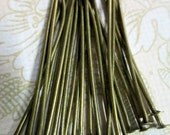 100 35mm brass plated headpins head pins (lead and nickel free)