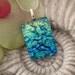 Blue Green Necklace - Dichroic Glass Jewelry - Fused Glass Jewelry - Aqua Green - Necklace -080112p104