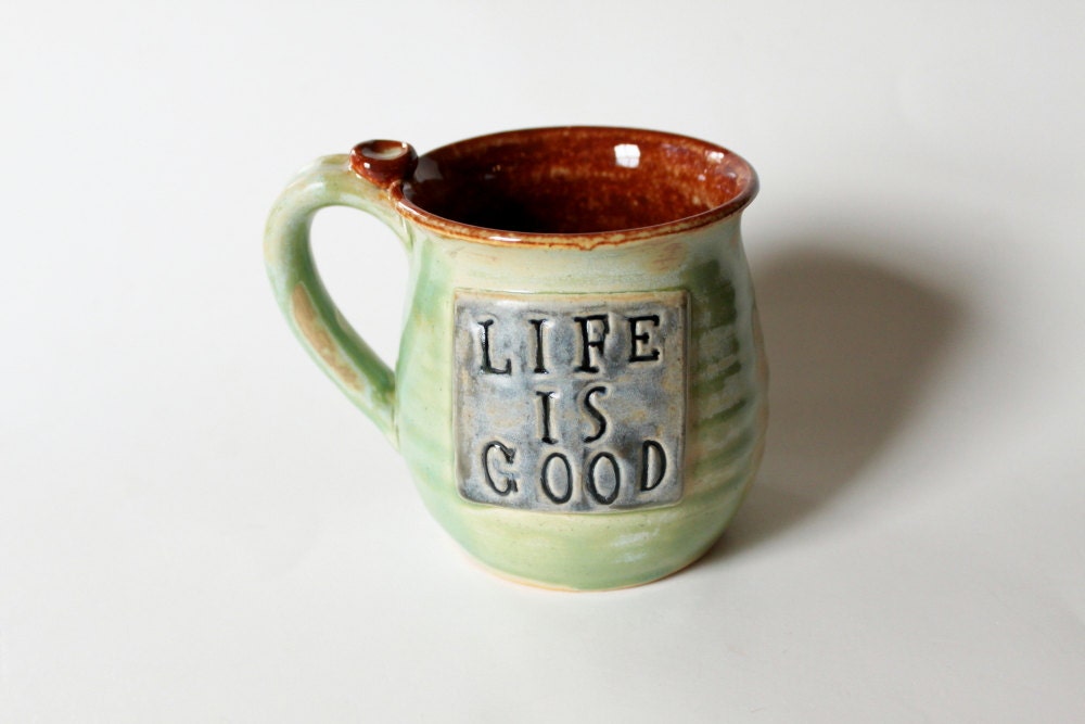 RESERVED one Namaste mug, wheel thrown pottery, hand made