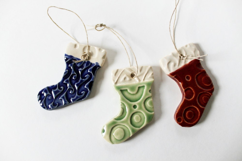 Christmas Stockings Ornaments - Set of Three