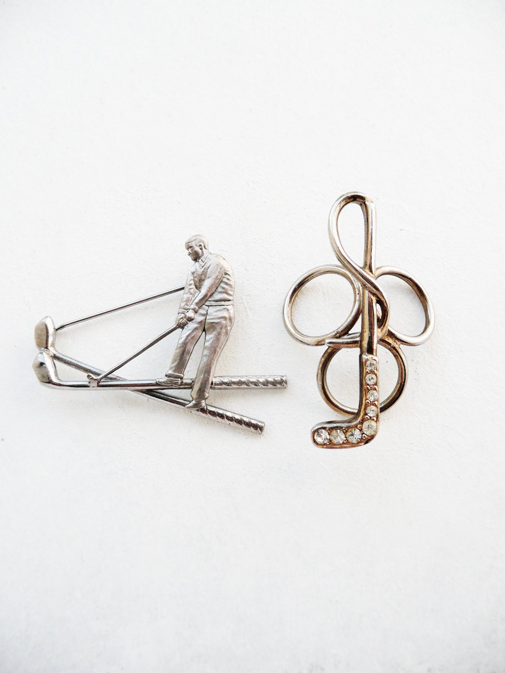 CLEARANCE - Vintage Golf Pin and Scarf Ring - for him and for her