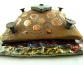 Puffy Square Raku Ceramic Cabochon Raku Jewelry Supplies Handmade by MAKUstudio