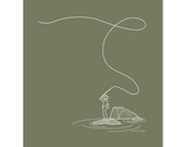 Art Print - Fly Fishing - Hand Screen Printed - 16 x 20"