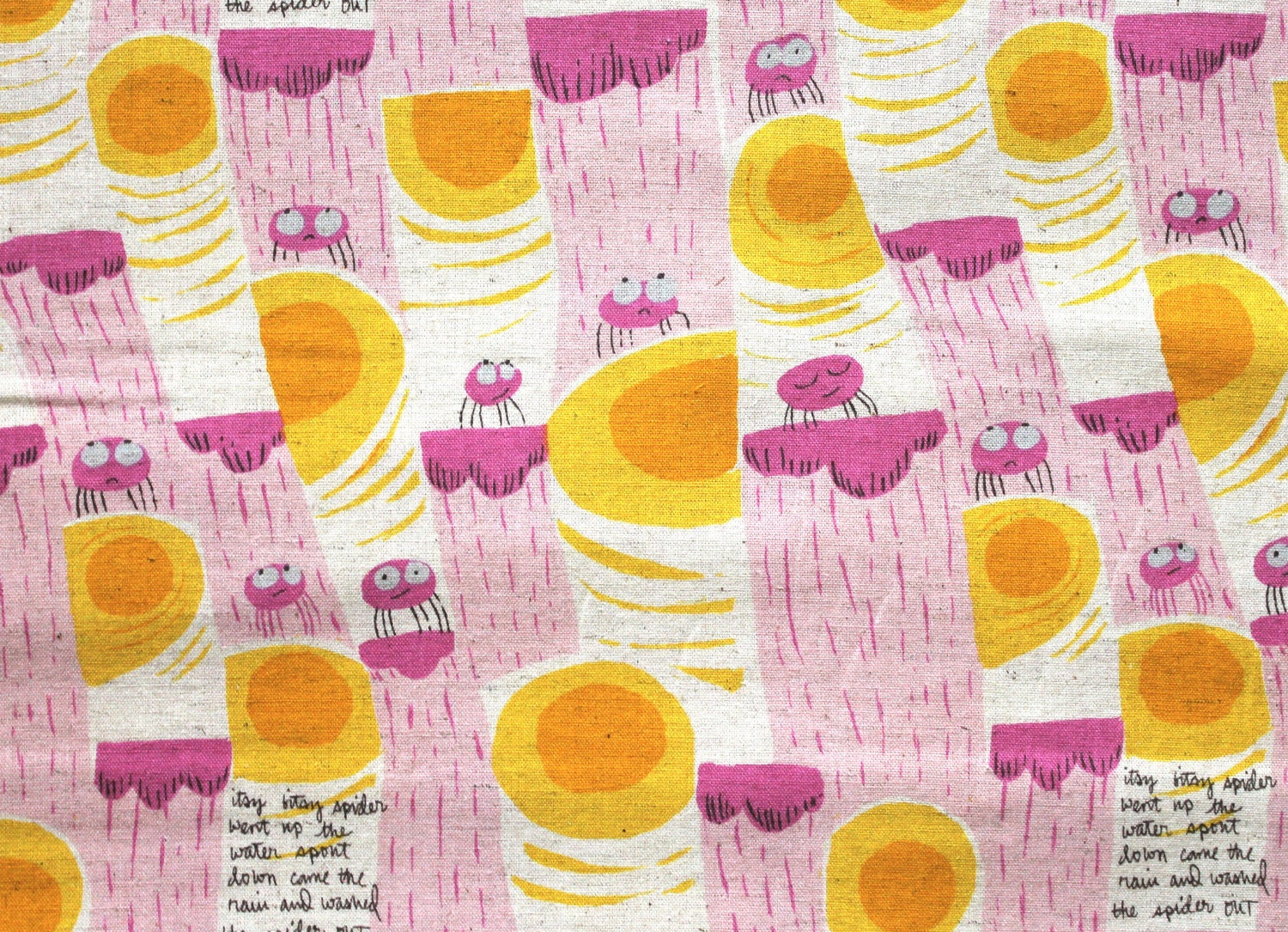 Japanese Fabric Heather Ross for Kokka Nursery Versery - Itsy Bitsy Spider - pink