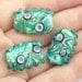Green Marble - Handmade Lampwork Glass Bead Set in Green, Aqua and Lavender (3) OOAK