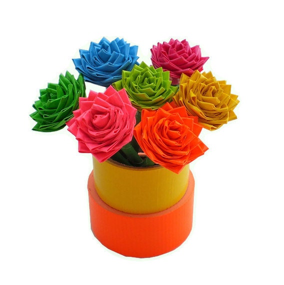 Duct Tape Flower Pens Bright Colors - Set of Two