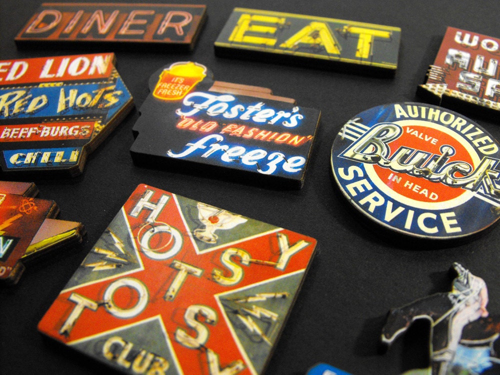 Vintage Neon Signs - Collection of 10 Wood Laser Cut Pieces