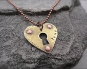 Heart Lock-  Mixed Metal Necklace