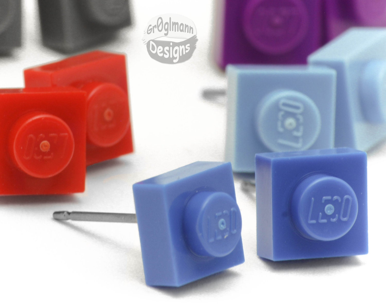 Little Square Stud Earrings :) made with LEGO bricks - Pick Your Color