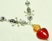 Sacred Heart, Skull and Crossbones Necklace
