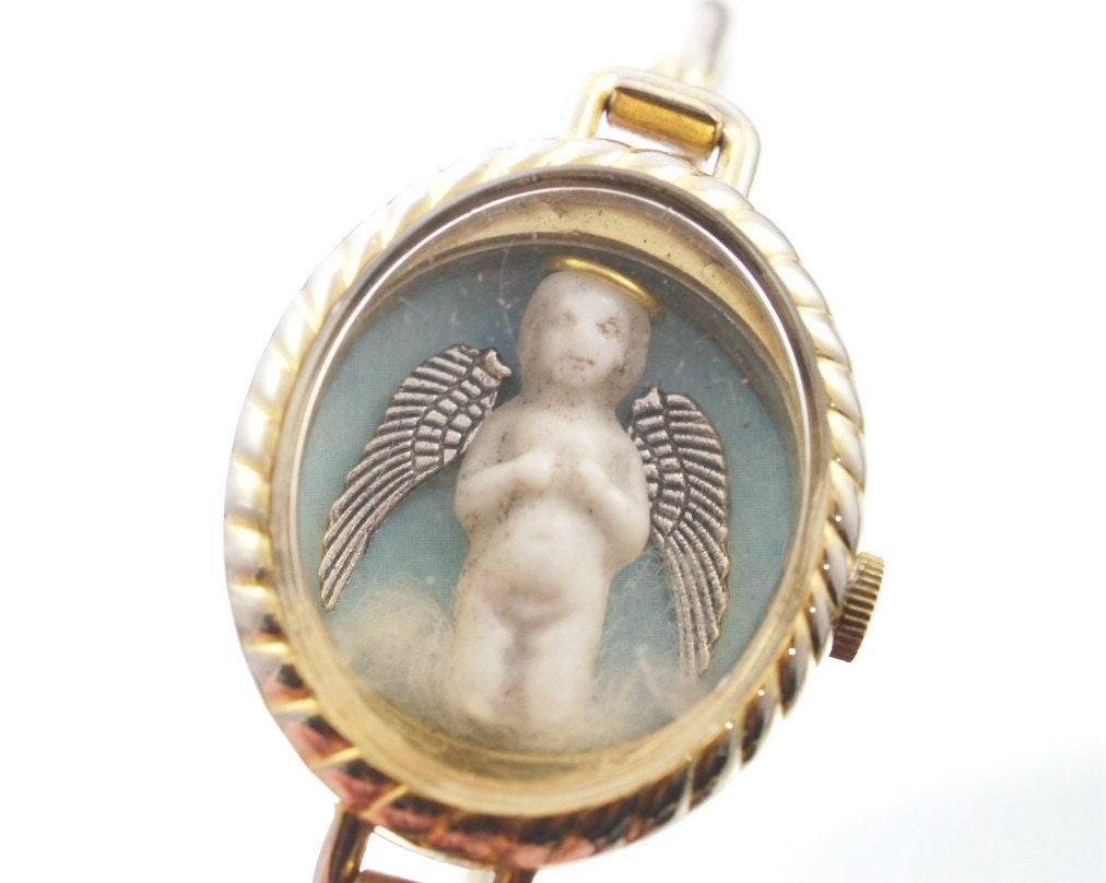 Mischievous Angel Bracelet Frozen Charlotte Tiny Doll Bangle Watch One-of-a-Kind Mixed Media