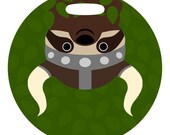 Luggage Tag - Stealthy the Viking Sloth - Large Round Large Plastic Bag Tag