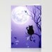 Cat and Butterfly Swirl - Angelic Moonlight Painting - Blank Card