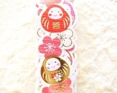 Japanese  Stickers Happy New Year Washi Paper Sticker Tape Dharma Doll