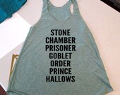 harry potter inspired movie book racerback tshirt tee spear mint with black print Ladies American Apparel