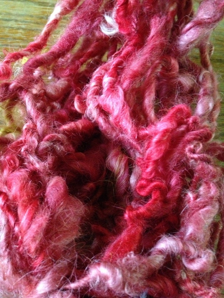 Love Lies Bleeding  bulky handspun Lincoln wool locks
