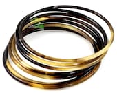 Organic Horn Bangle Bracelets Set of 7 Handmade