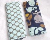 Reversible Car Seat Strap Covers - Whale Tale and Full Moon Dot in Slate