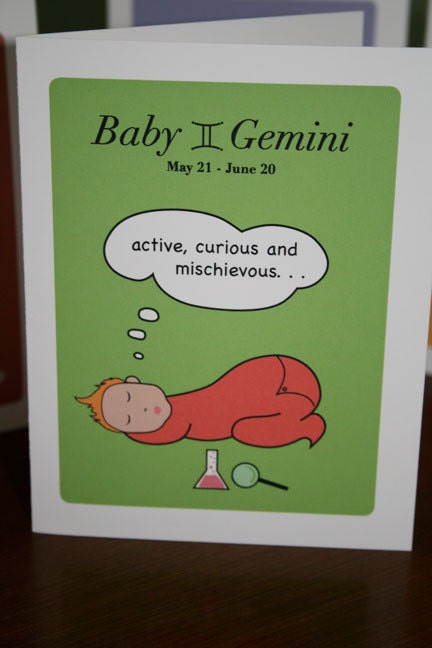 Baby Boy Shower Astrology Card Gemini