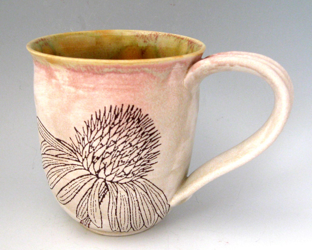Ceramic Mug - Wild Flowers - 13 oz - Hand Thrown Stoneware