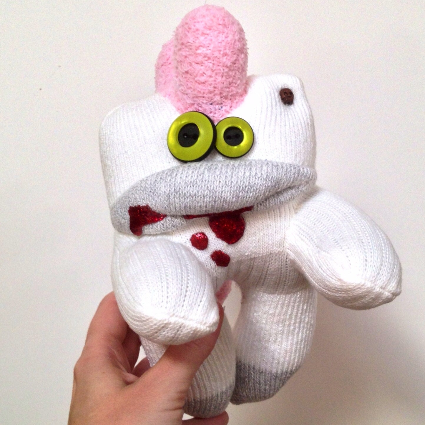 Rochelle Ma Belle-- A Sock Zombie with a Pink Fuzzy Toehawk