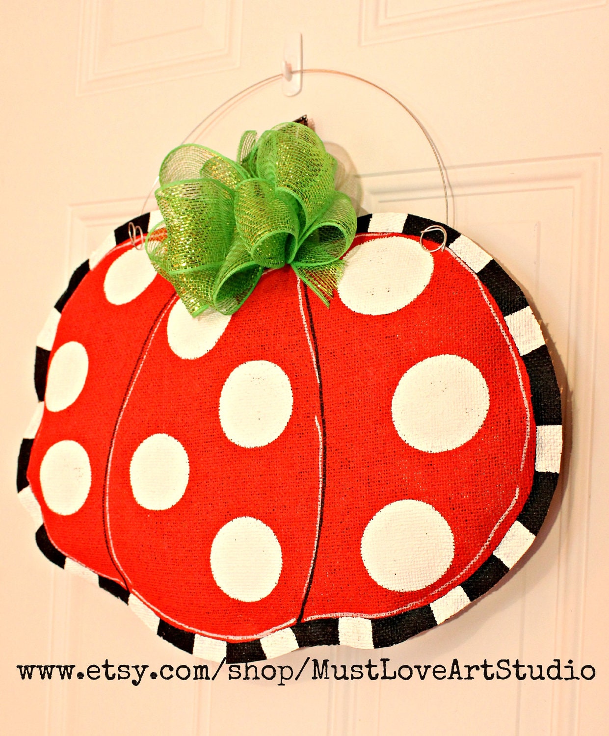 Fall Autumn Pumpkin Burlap Door Hanger Decoration HUGE - Polka Dots Halloween