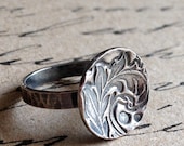 Fluer in Paisley Sterling and Fine Silver Ring Ready to Ship Size 7