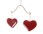 Hearts in the Balance, Red Glass Hearts with Copper