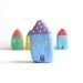 Little Home No 202 - Litle clay house purple and blue with polka dots