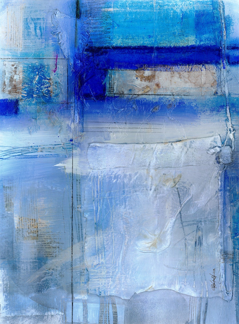 Serene Moments ... Large Original Contemporary Modern Zen mixed media art painting by Kathy Morton Stanion EBSQ