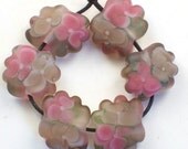 Handmade Lampwork Beads Etched Sweet Mocha set 6 CD Lampwork