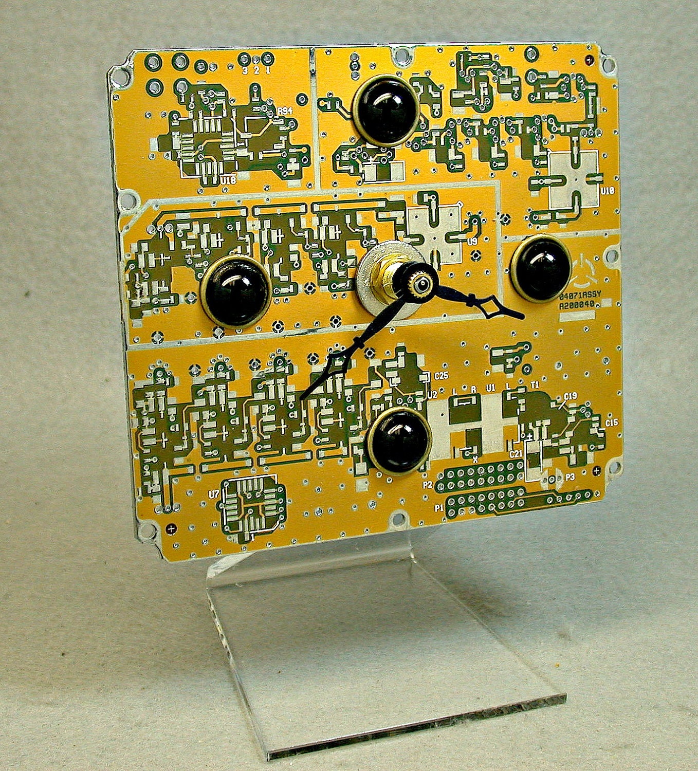 Recycled CIRCUIT BOARD CLOCK Golden Geekery Ornate Circuitry
