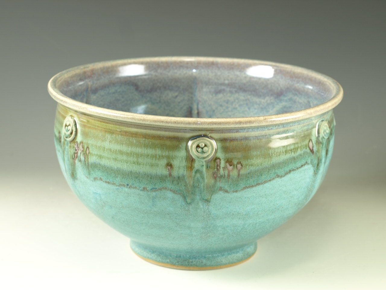 Ceramic food prep bowl ,  turquoise aqua handmade