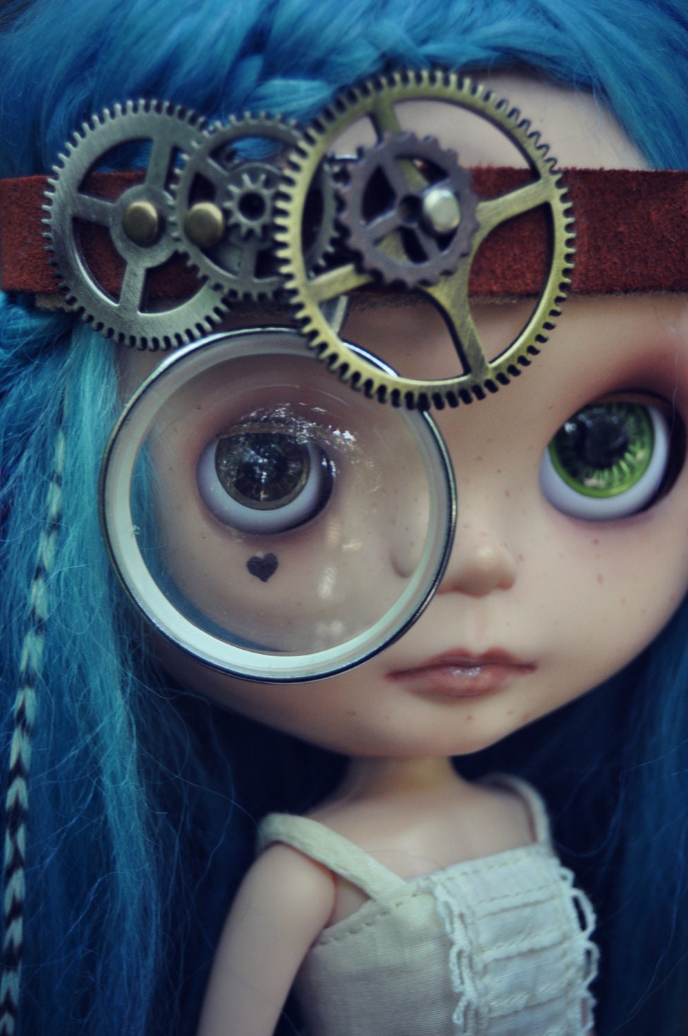 Steampunk Leather Headband for Blythe, Two Sizes Too Small