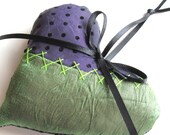 Love You Crazy Quilted Heart, Embroidery, Midnight Purple and Green