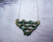 Yafo lace necklace Antique Lace cast in bronze with blue patina