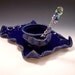 Pottery Dip Cup with Jeweled Spreader and Matching Cheese Tray in Royal Blue