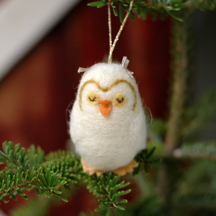 Owl Ornament - Needle Felted Christmas Ornament