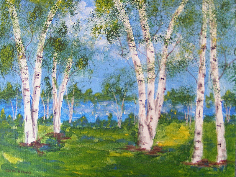 Birch Trees-Original Acrylic Painting on a Canvas Panel