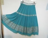Squaw Skirt Waist Vintage 50's Turquoise & Silver 26" Waist