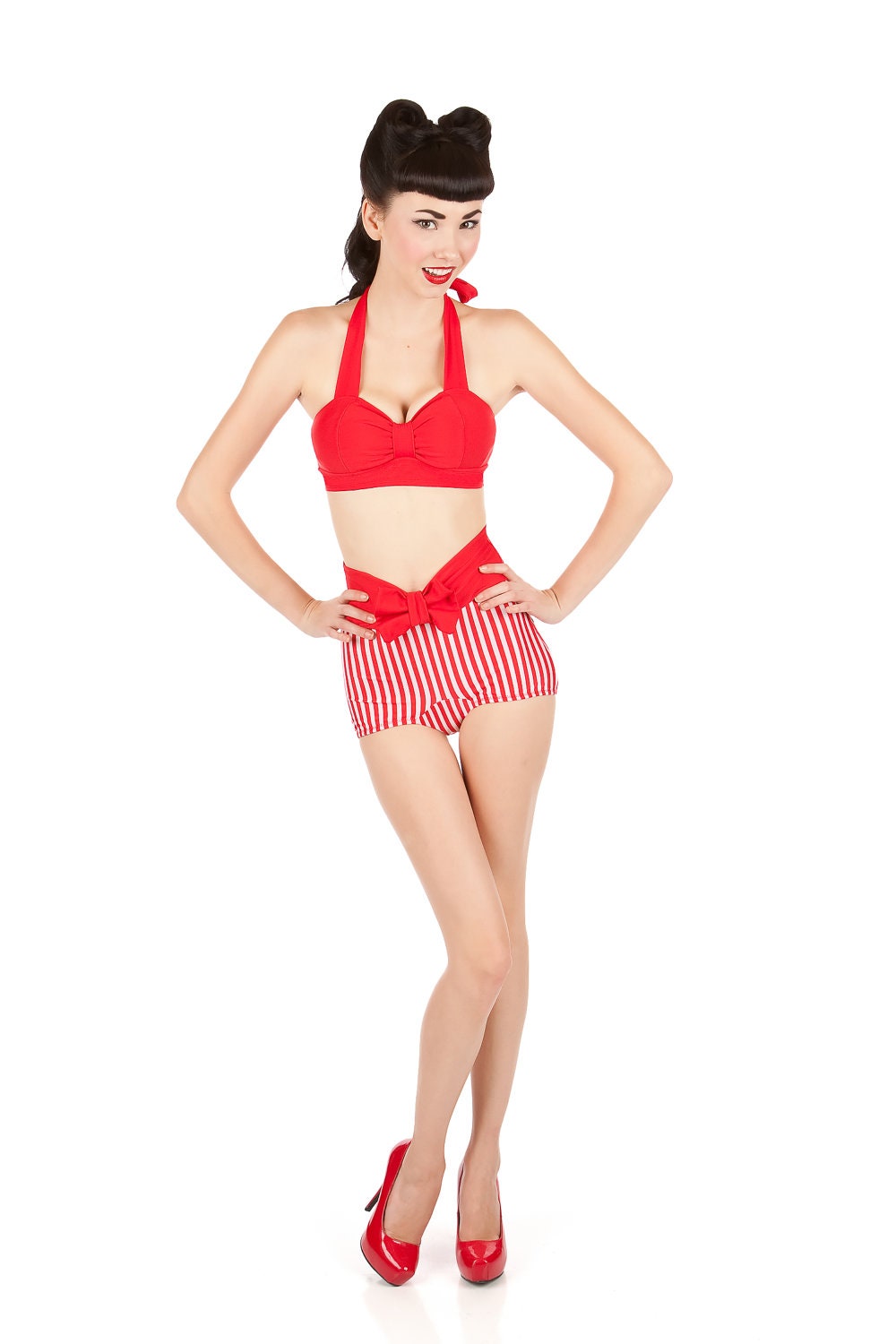 KANDY Red and White Stripes Bottom With Bow Sizes S, L, XL