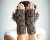 Deal of the Week - Was 30 Dolars Now 20 Dolars -Owl Brown Fingerless Gloves - Mittens