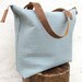 Blue Gray Gator Leather Tote Bag with Brown Mustang Oiled Leather Straps by Stacy Leigh Ready to Ship