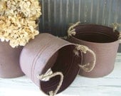 3 Rustic Metal Wedding Flower Buckets-Flower Girl's Bucket- Favor Containers