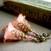 Lucite Floral Earrings on Brass . Vintage Inspired Frosty Peach Flower Dangle Bohemian . Parisienne